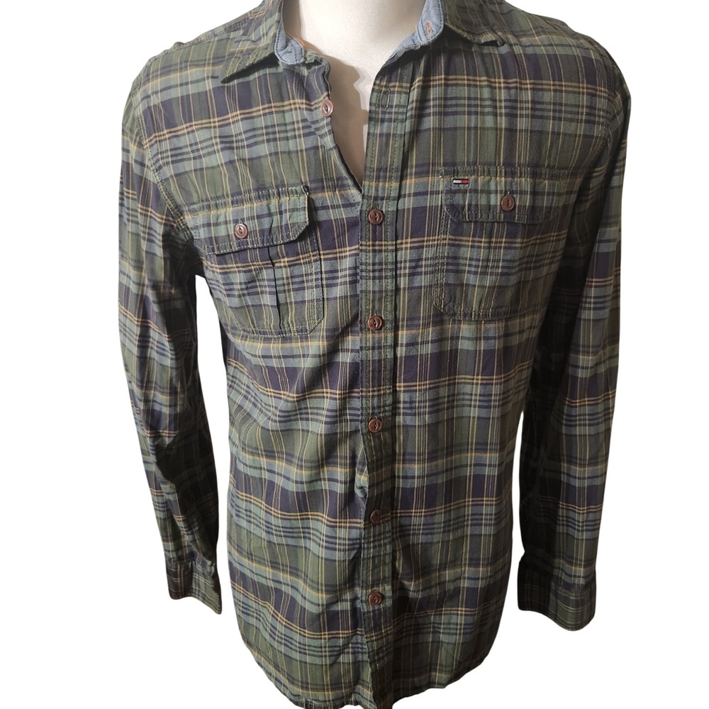 Tommy Hilfiger Plaid‎ Long Sleeve Button Up Shirt Men's forest, hunter style